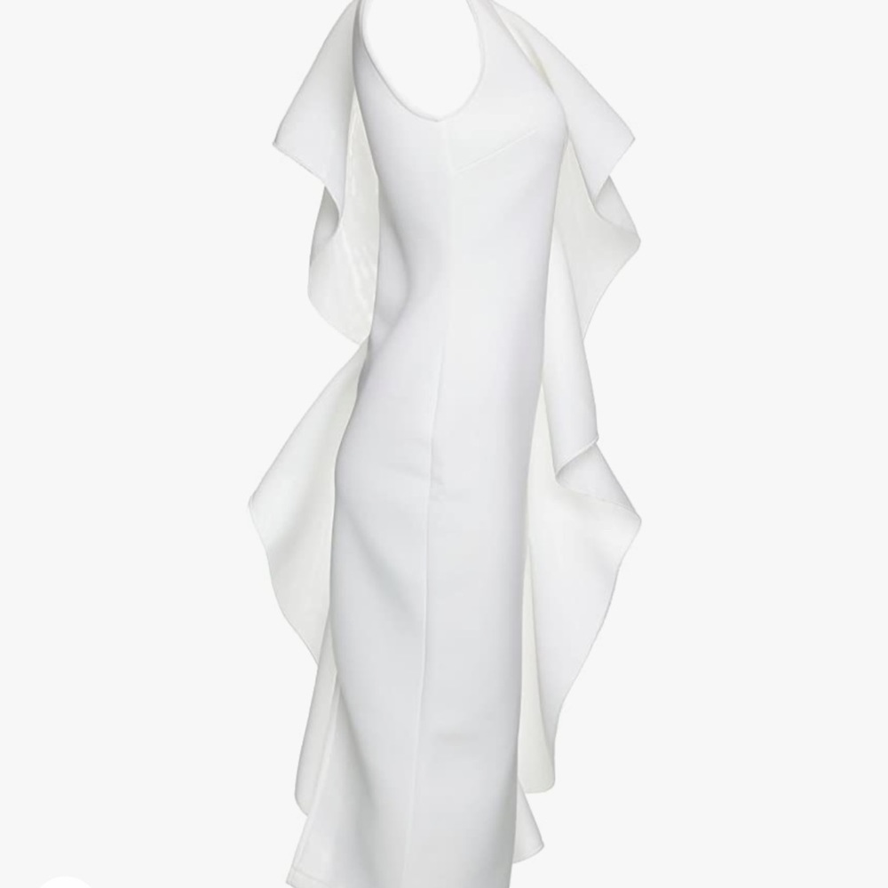 Halter Neck Body Con Dress with Statement Ruffle - Picture 3 of 5